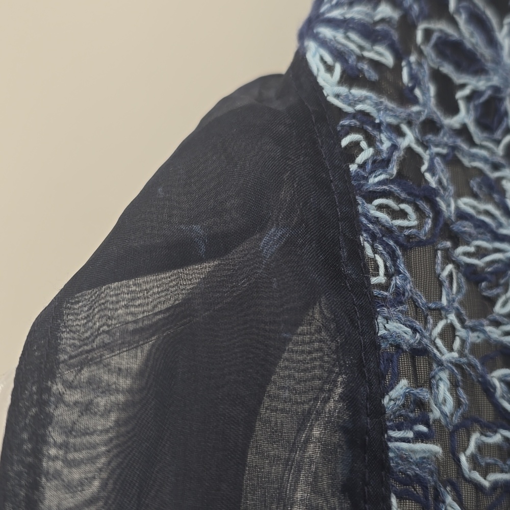 ELIE TAHARI OPHELIA EMBROIDERED‎ AND SILK LONG JACKET - Picture 8 of 9